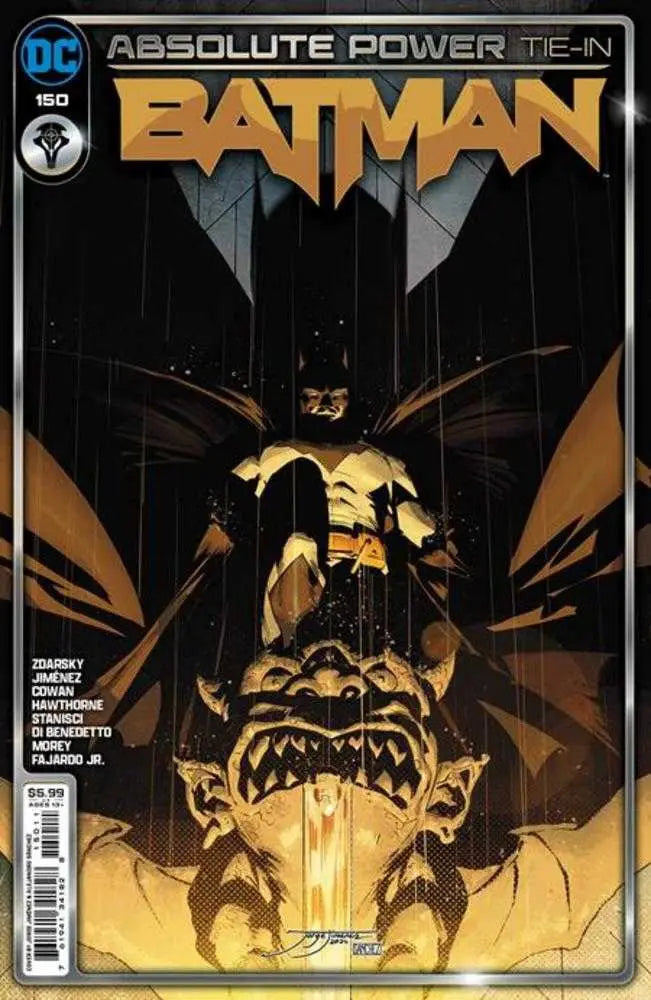 Batman #150 Cover A by Jorge Jimenez with silhouette against golden light, Absolute Power