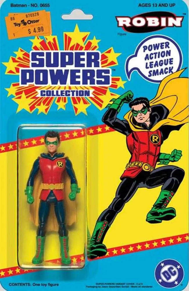 Packaged Robin action figure with Super Powers Collection facsimile edition cover and branding
