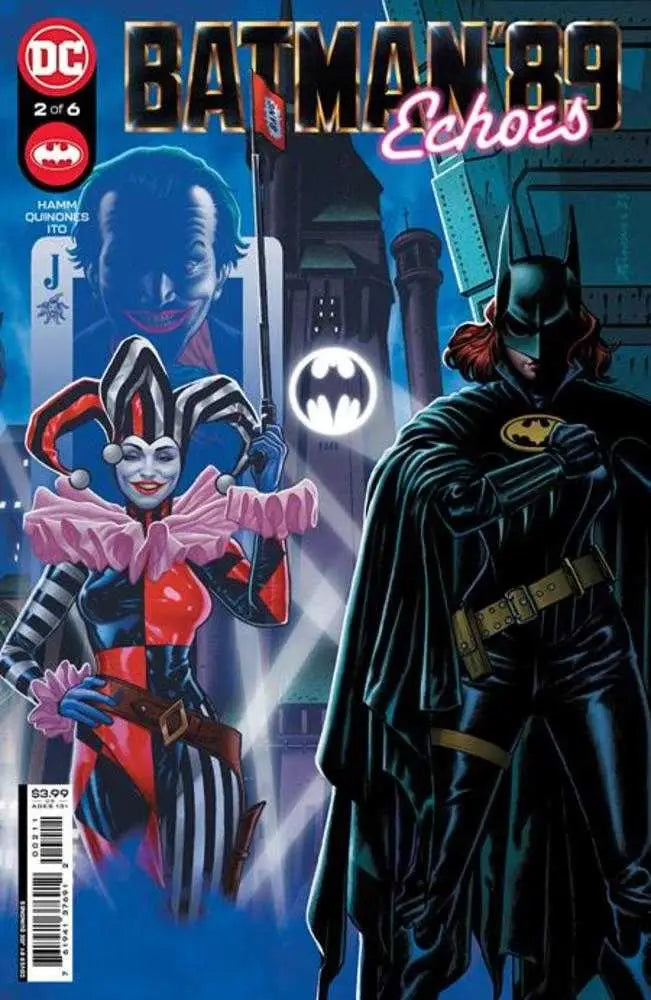 Batman 89 Echoes #2 comic book cover featuring Batman and Harley Quinn for trading cards