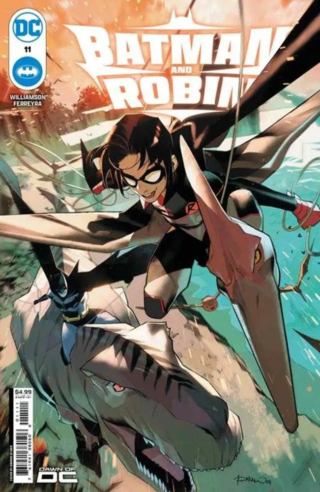 Comic book cover of Batman And Robin #11 featuring Robin in flight, perfect for trading cards