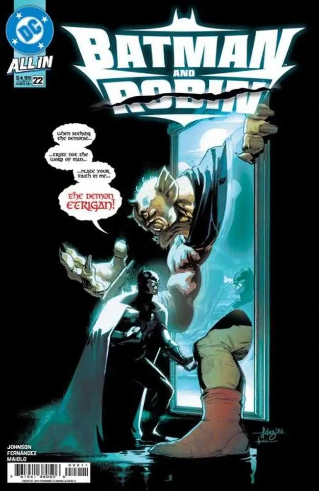Batman and Robin comic book cover featuring Javier Fernandez artwork from Batman And Robin #22