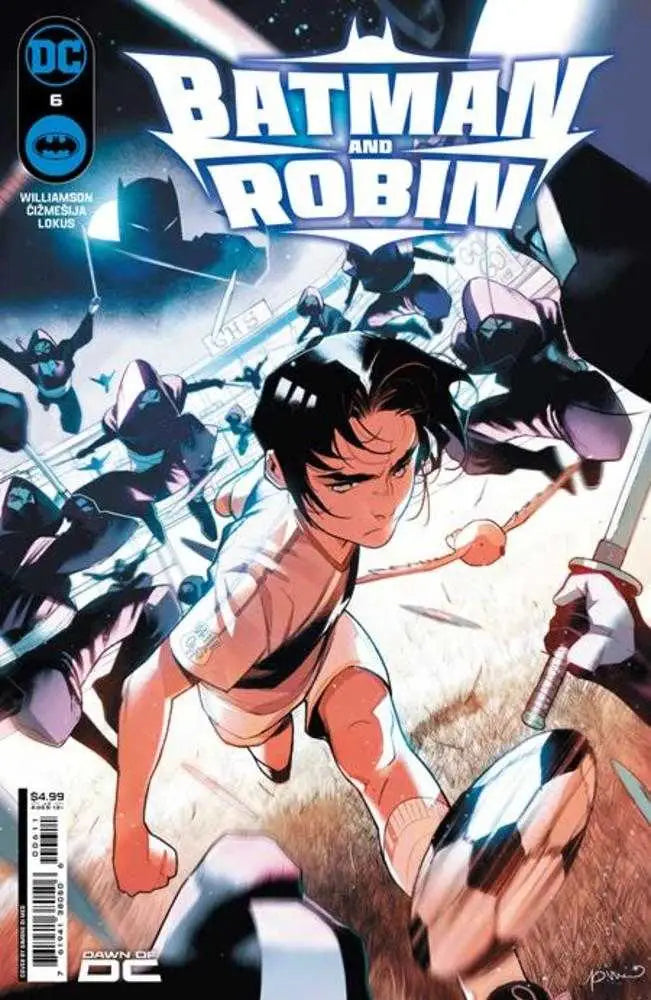 Comic book cover for Batman And Robin #6 by Simone Di Meo featuring dynamic action artwork