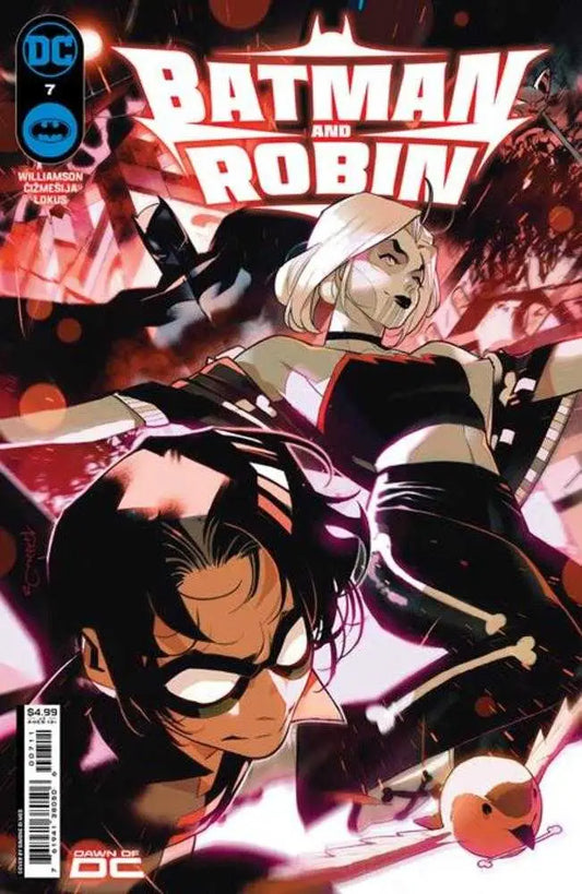 Batman And Robin #7 Cover A Simone Di Meo features dynamic action in red and black tones