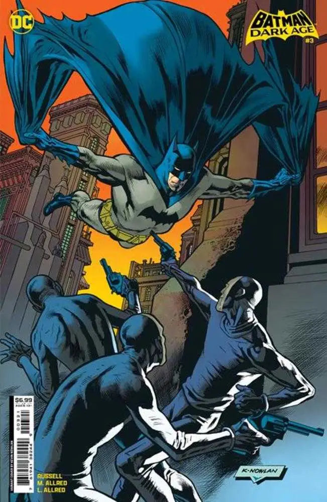 Batman’s dark age cape billows as he leaps into action on trading card cover B