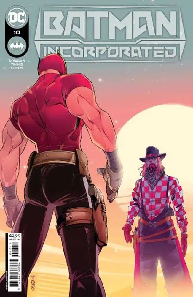 Batman Incorporated #10 cover featuring a western standoff at sunset, by John Timms