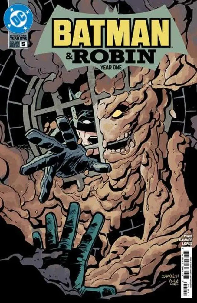 Batman & Robin comic book cover by Chris Samnee featuring Wayne Manor and Robin Year