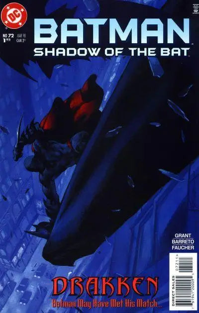 Batman comic book cover from Batman Shadow of the Bat 1998 issue 72 featuring Batman in action