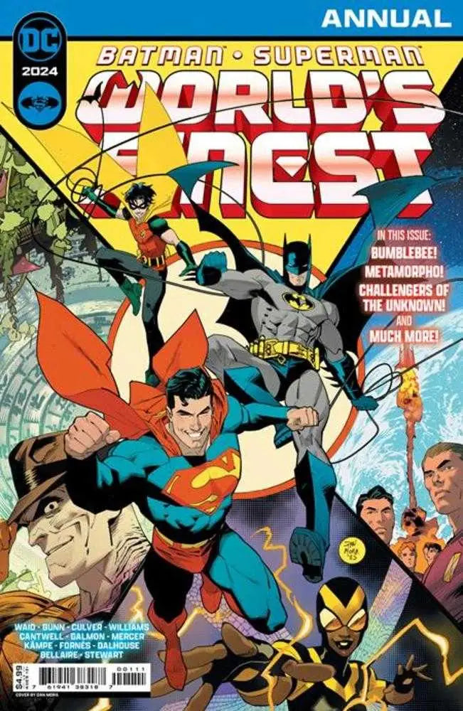 Comic book cover of Batman Superman World’s Finest with dynamic DC heroes in action