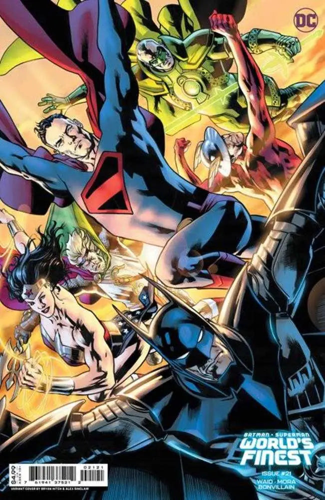 Dynamic Batman Superman Worlds Finest #21 cover featuring superheroes in action poses