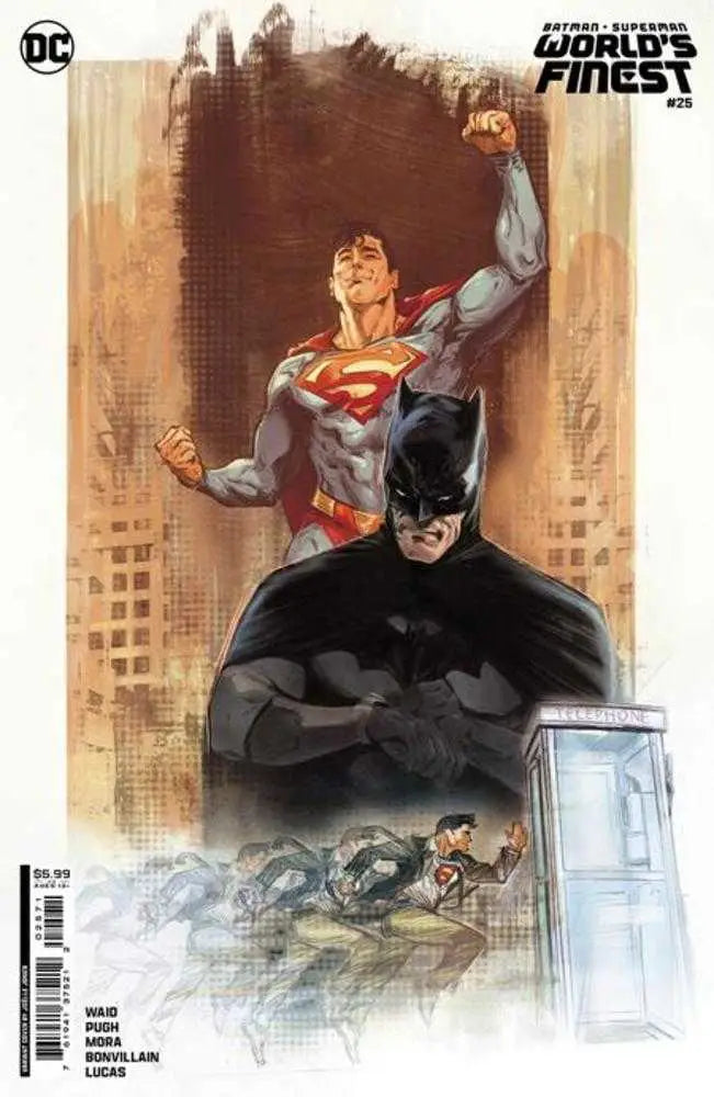 Comic book cover art of Superman and Batman for World’s Finest trading cards