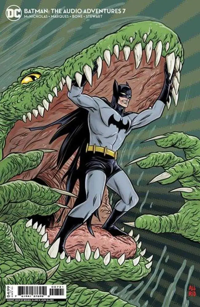 Batman prying open Killer Croc jaws on Batman The Audio Adventures #7 Card Stock Variant