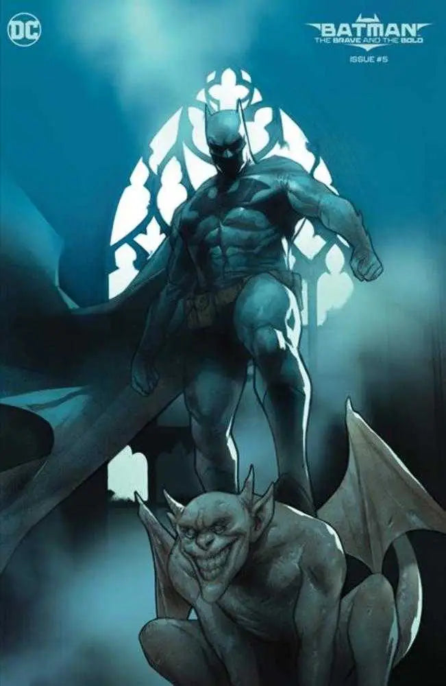 Dark Batman figure in dramatic pose with gargoyle for Batman The Brave And The Bold #5 Variant