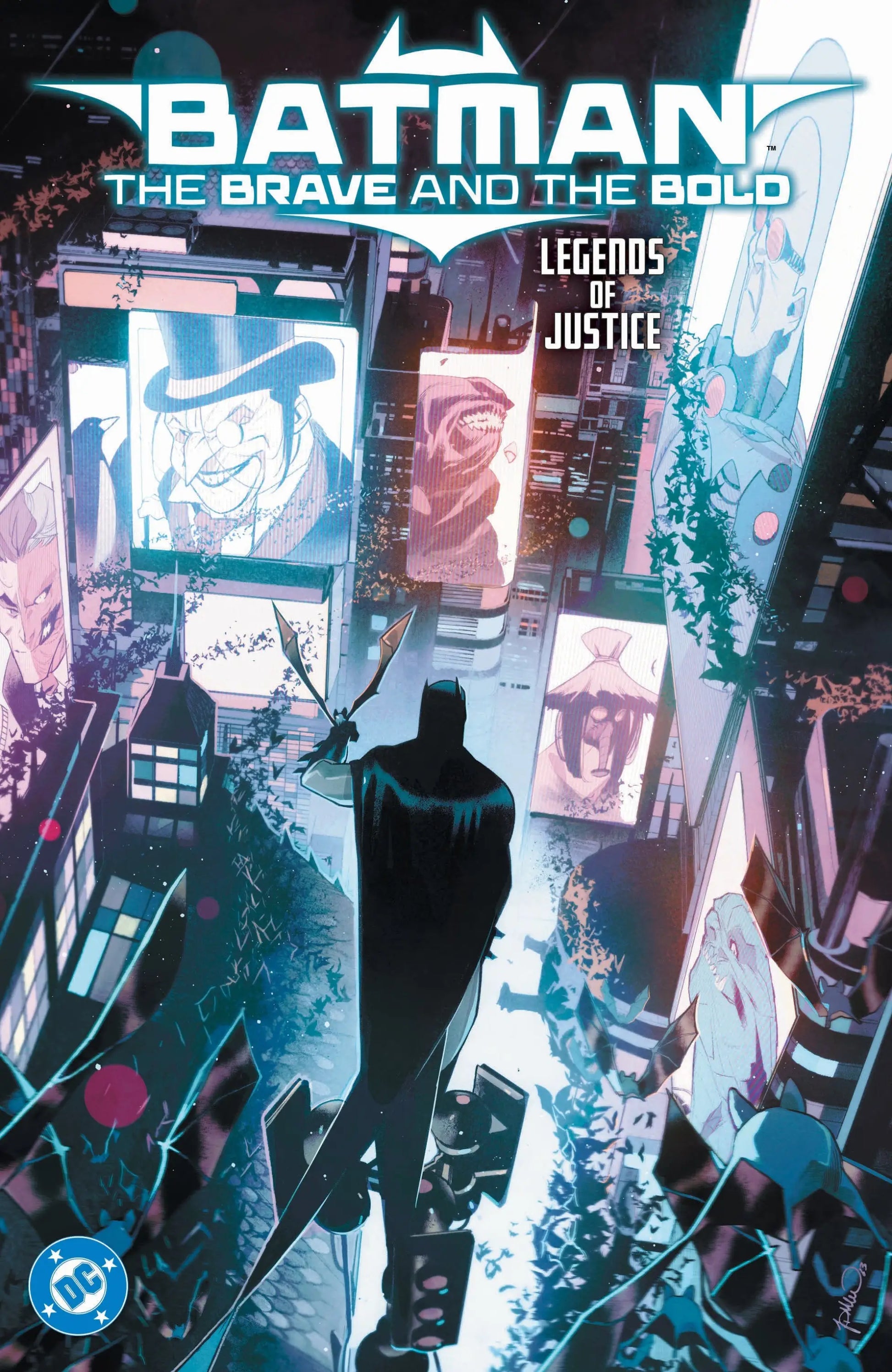 Comic book cover featuring Batman in Gotham City for Batman The Brave And The Bold Legends Of Justice with Gotham Academy