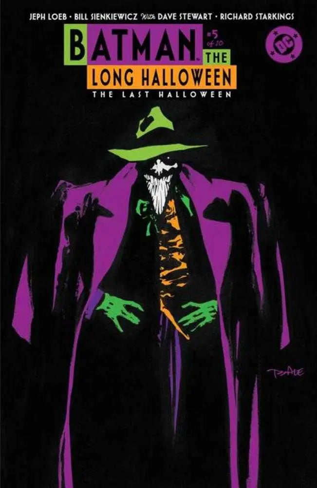 Comic book cover featuring Joker in purple coat and green hat from Long Halloween Tim Sale series