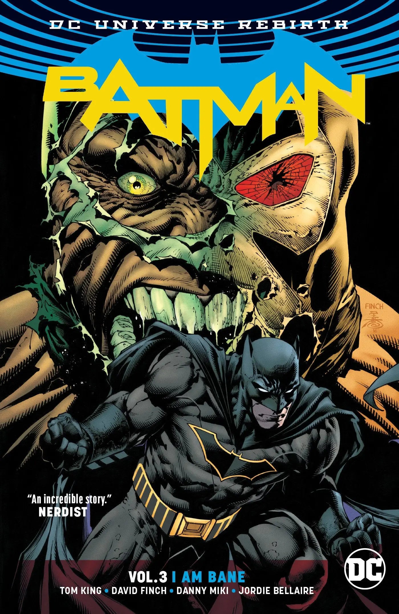 Batman Volume 3 I Am Bane comic cover with Batman facing a monstrous creature