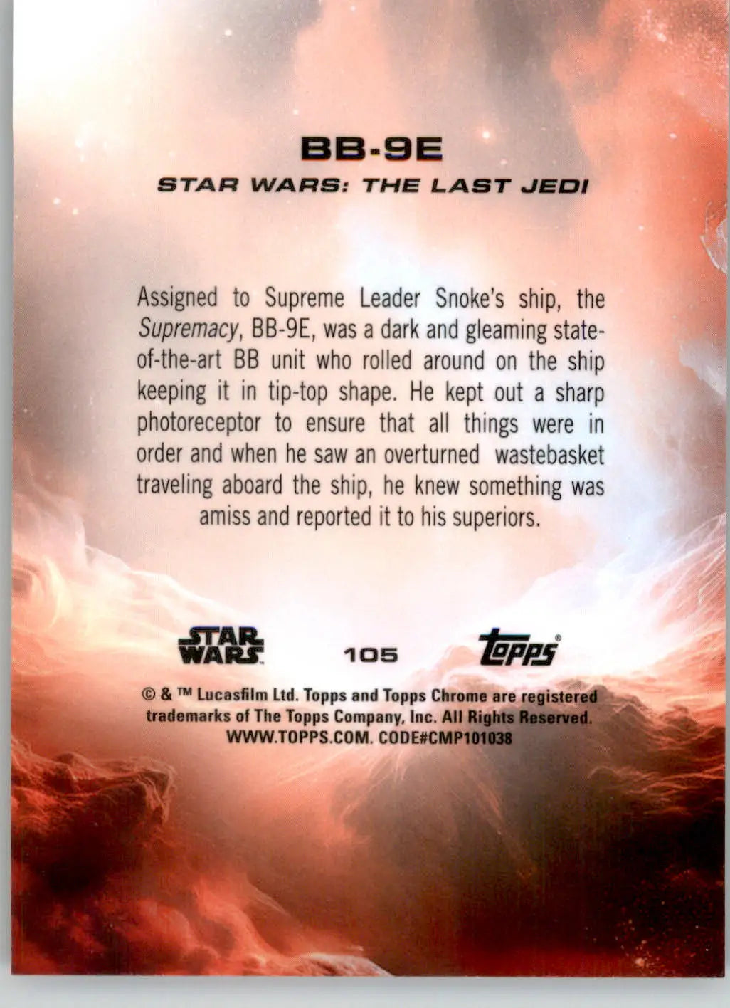 BB-9E - 2025 Topps Chrome Star Wars Sapphire - #105 - Non_sport - Star Wars Card Single
