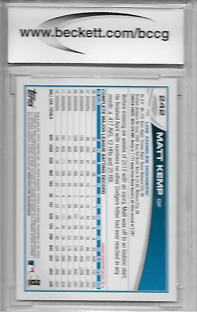 BCCG BGS 10 2013 Topps Matt Kemp #242A Baseball Trading Card Dodgers Graded - Baseball Card Single