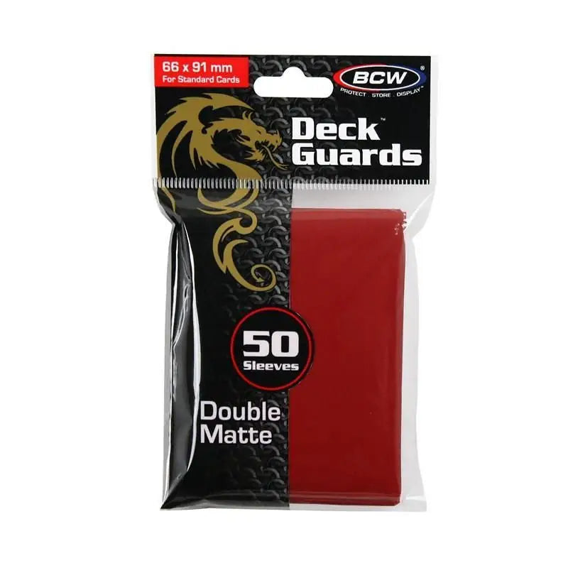 BCW DECK GUARDS CARD SLEEVES - RED (50 Sleeves)