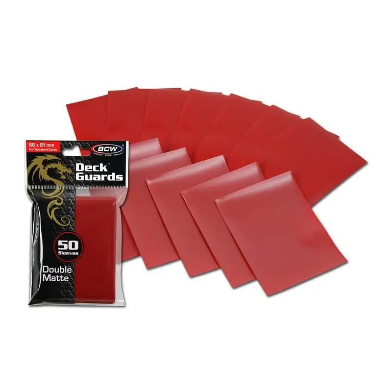 BCW DECK GUARDS CARD SLEEVES - RED (50 Sleeves)