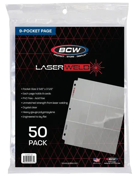 BCW LaserWeld® 9-Pocket Page 50 CT. Pack - Card Supplies