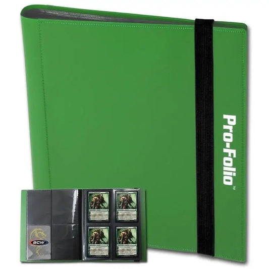 BCW PRO-FOLIO 4-POCKET ALBUM - GREEN (Holds 160 Cards 4 Pocket Double Pages - Card Supplies