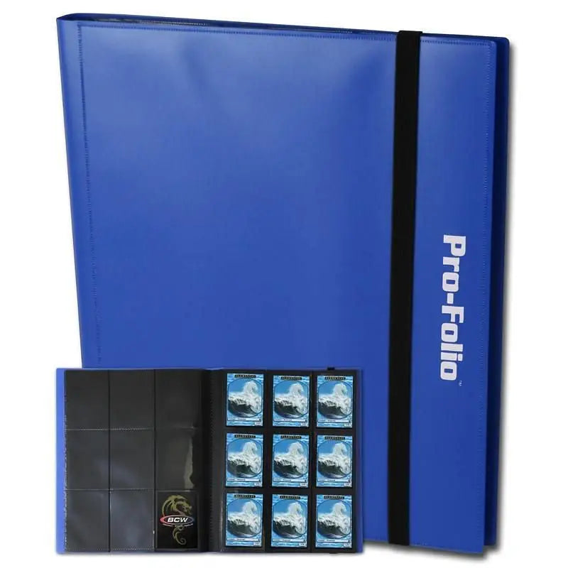 BCW PRO-FOLIO 9-POCKET ALBUM - BLUE (Holds 360 Cards 9 Pocket Double Pages - Card Supplies