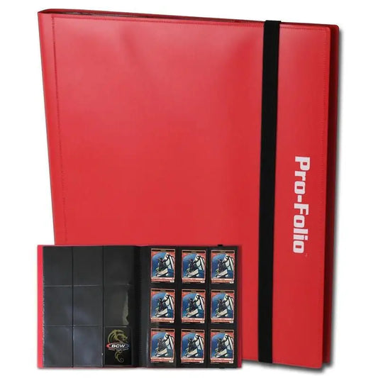 BCW PRO-FOLIO 9-POCKET ALBUM - RED(Holds 360 Cards 9 Pocket Double Pages - Card Supplies