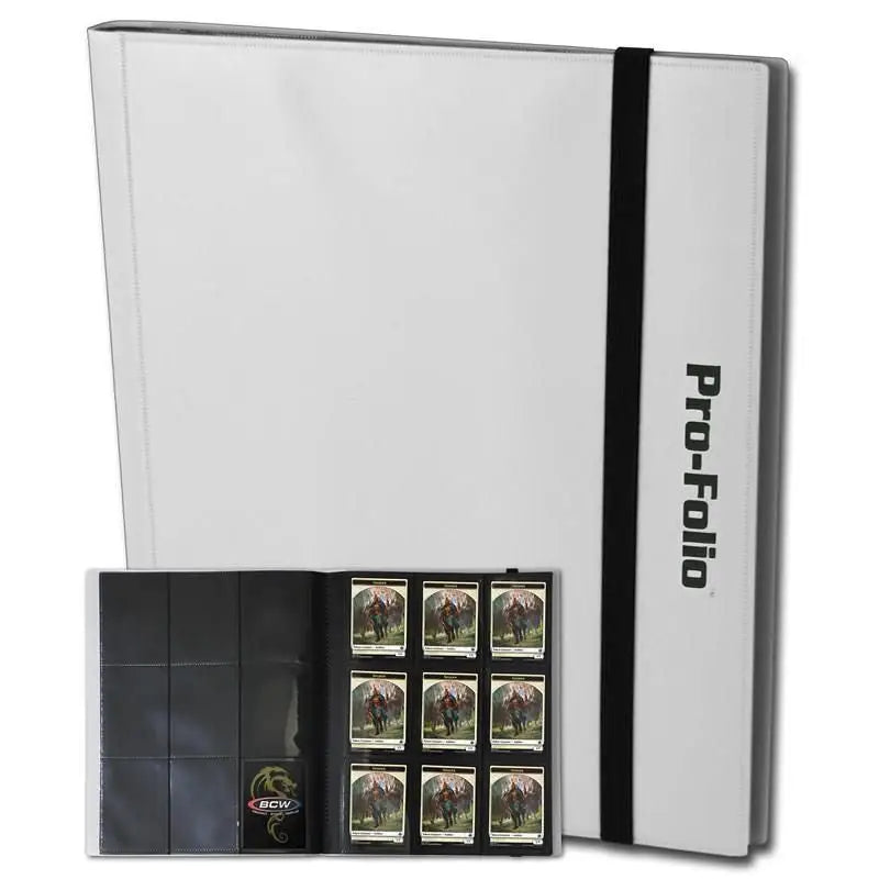 BCW PRO-FOLIO 9-POCKET ALBUM - WHITE (Holds 360 Cards 9 Pocket Double Pages - Card Supplies