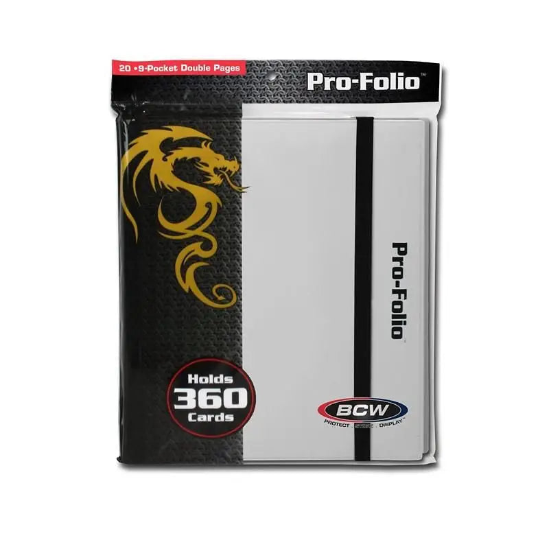 BCW PRO-FOLIO 9-POCKET ALBUM - WHITE (Holds 360 Cards 9 Pocket Double Pages - Card Supplies