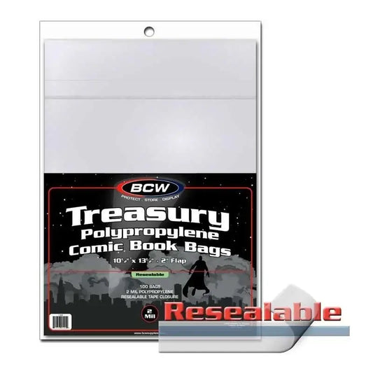 BCW Treasury Comic Book Magazine Reseable Bags - 100 Ct - Comic Book Storage Supplies