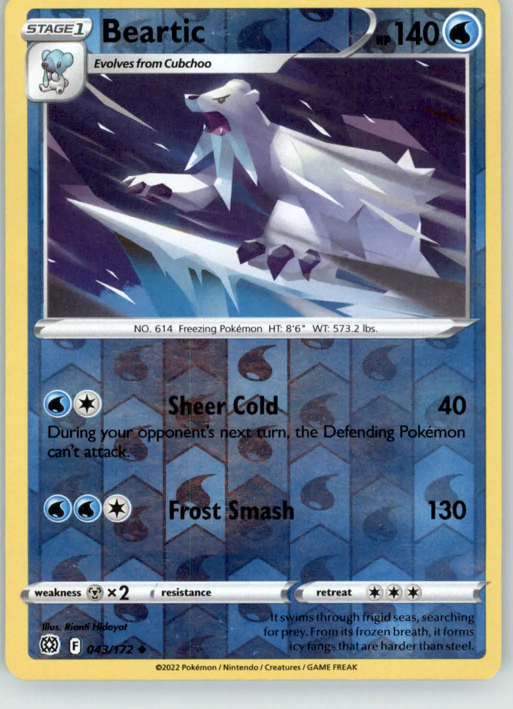 Beartic - Brilliant Stars - 043/172 - Reverse Holo LP Pokemon - Pokémon Card Single