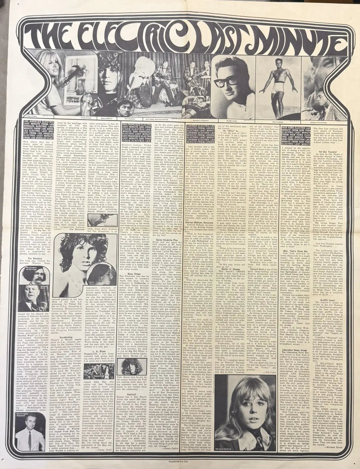 Beatles Yellow Submarine Poster Supplement to Eye Magazine 1968 Vintage Original - Entertainment Memorabilia