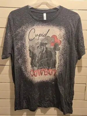 Bella + Canvas Shirt Mens 2XL Cupid Aim For The Cowboy Graphic Gray Short Sleeve - Apparel (T-shirts hats)