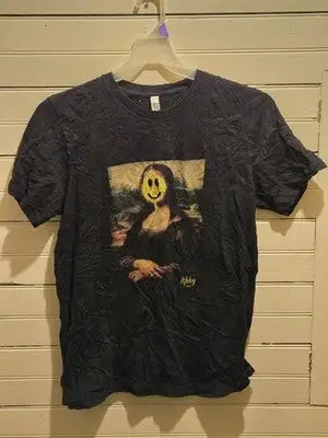 Bella Canvas Shirt Mens L Mona Lisa Graphic Short Sleeve Black Art Tee Soft