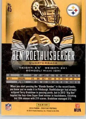 Ben Roethlisberger - 2014 Panini Prestige - #45 - Football - Football Card Single