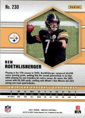Ben Roethlisberger - 2021 Panini Mosaic - #230 - Football - Football Card Single