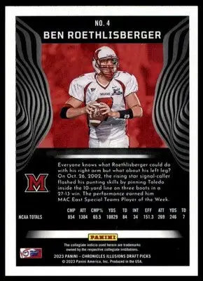 Ben Roethlisberger 2023 Panini Chronicles Draft Picks Illusions #4 - Football Card Single