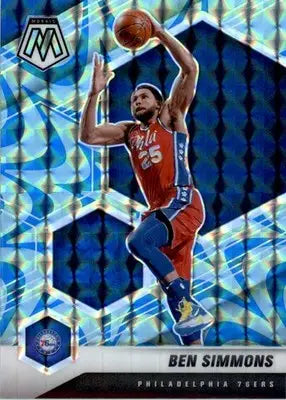 Ben Simmons - 2020-21 Panini Mosaic - #104 - Mosaic Reactive Blue Basketball - Basketball Card Single