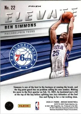 Ben Simmons - 2020-21 Panini Mosaic - #22 - Elevate Mosaic Green Basketball - Basketball Card Single