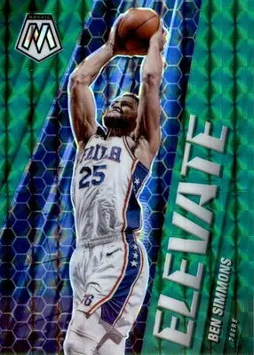 Ben Simmons - 2020-21 Panini Mosaic - #22 - Elevate Mosaic Green Basketball - Basketball Card Single