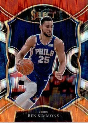 Ben Simmons - 2020-21 Panini Select - #34 - Red White Orange Flash Basketball - Basketball Card Single