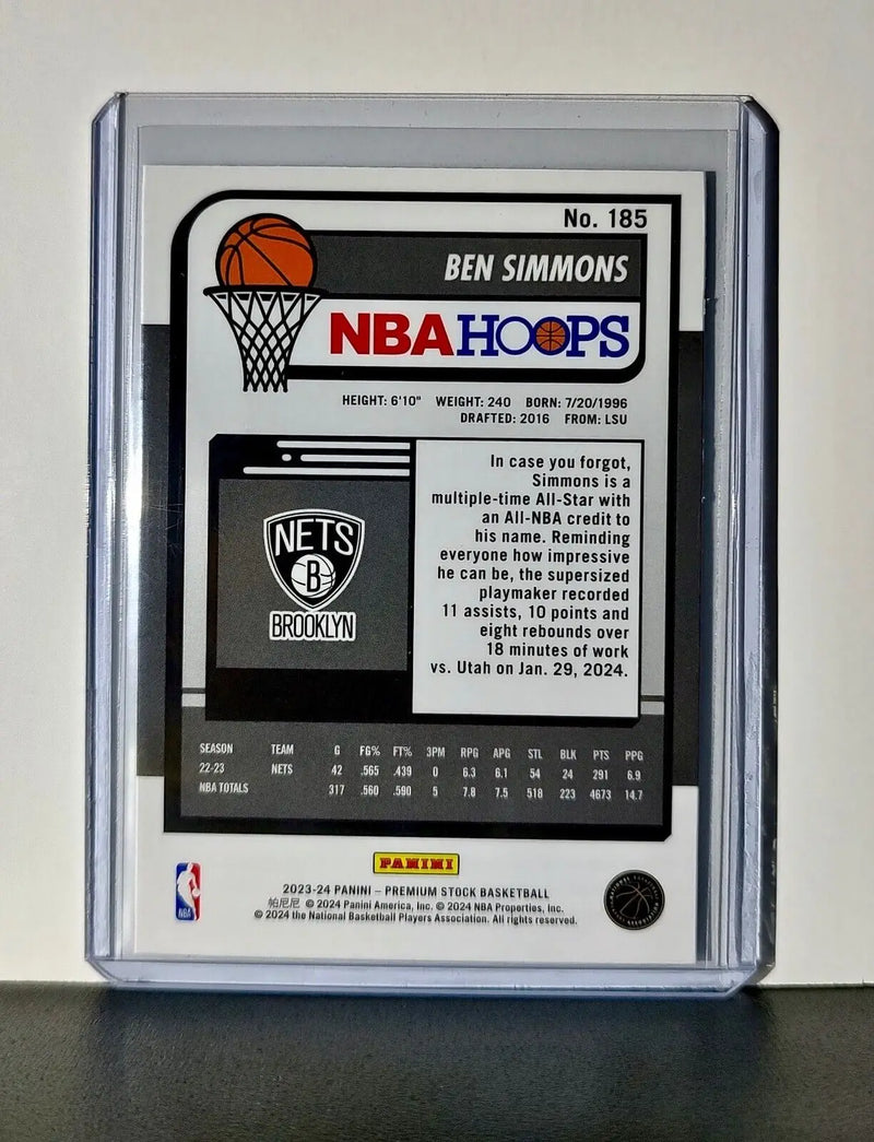Ben Simmons 2023-24 Panini Premium Stock NBA Hoops #185 Card Brooklyn Nets