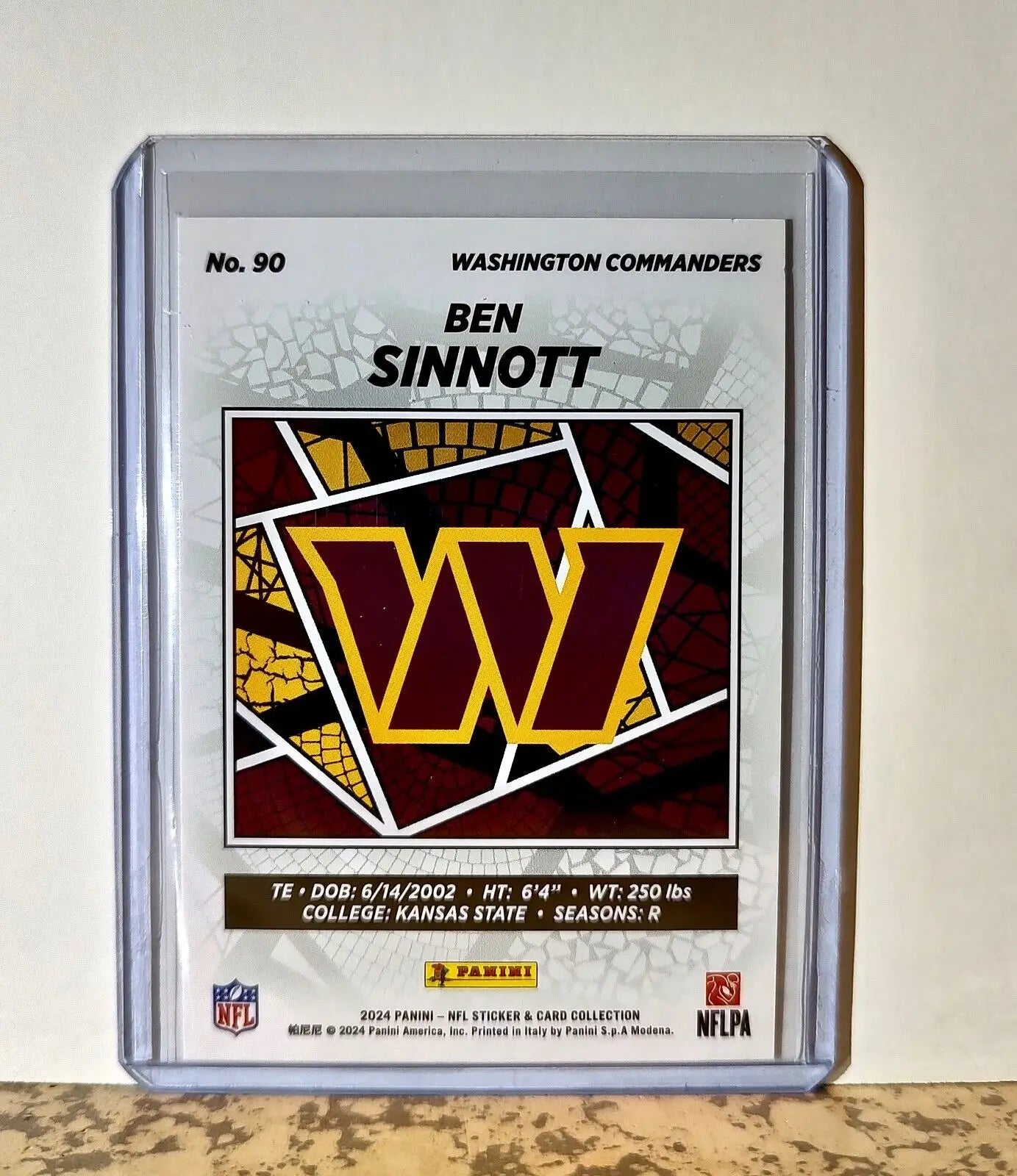 Ben Sinnott 2024 Panini NFL #90 Rookie Sticker Card Washington Commanders - Football Card Single