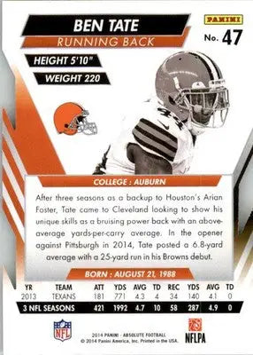 Ben Tate - 2014 Panini Absolute - #47 - Retail Football - Football Card Single