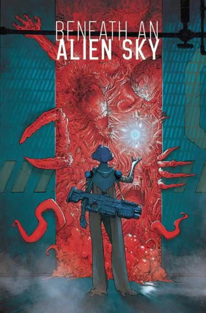 Sci-fi horror book cover depicting a mysterious extraterrestrial landscape in the natural world