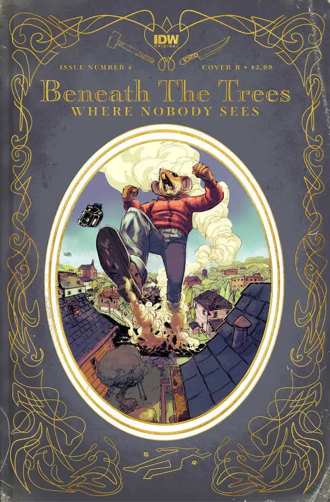 Comic book cover of Beneath The Trees Where Nobody Sees with lumberjack character art