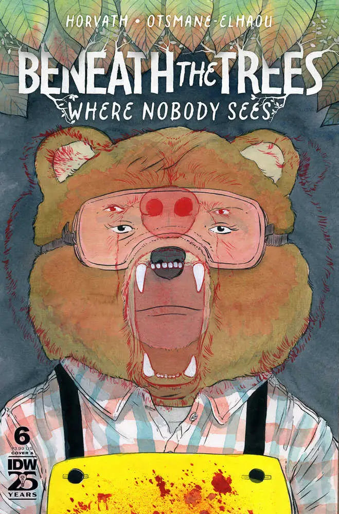 Fierce bear in pink glasses and plaid shirt on Beneath the Trees comic cover #6