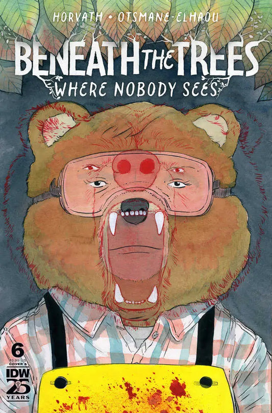 Fierce bear in pink glasses and plaid shirt on Beneath the Trees comic cover #6