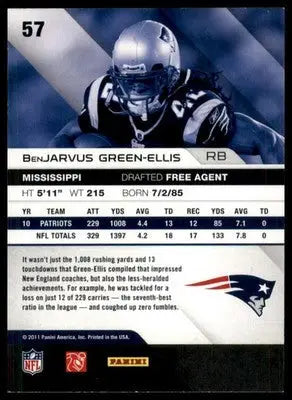 BenJarvus Green-Ellis 2011 Panini Absolute Memorabilia Retail #57 NE Patriots