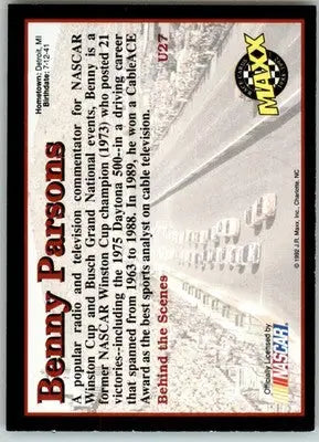Benny Parsons - 1992 Maxx Update Black - #U27 - Racing - Racing Card Single